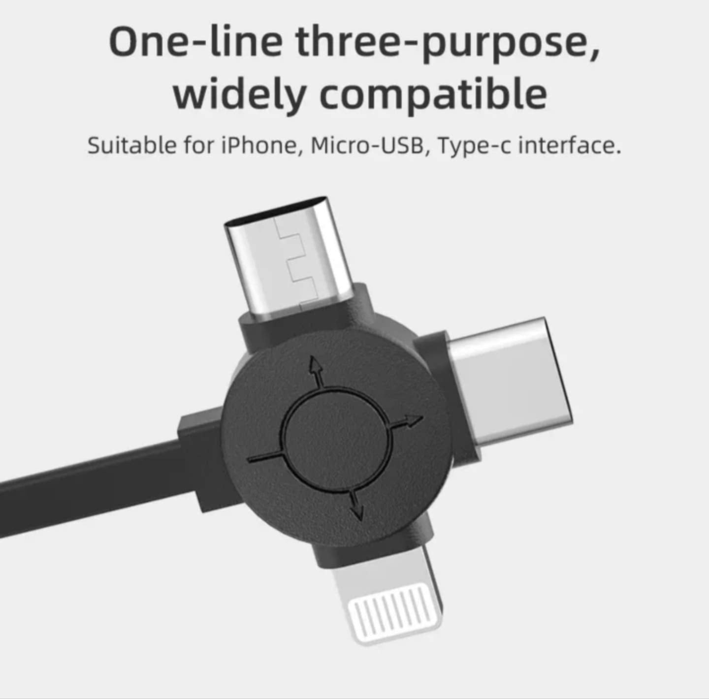 Liphontcta Car Headrest Retractable Cord 3 in 1 Power Charging Cable for Backseat Passengers