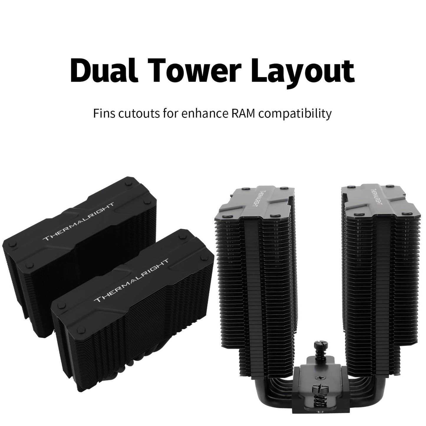 Thermalrlght Peerless Assassin 120 MINI Black CPU Air Cooler, 6 Heat Pipes Dual Towers Cooler, with Dual TL-D12B PWM Fans, Desktop PC Cooler for Intel
