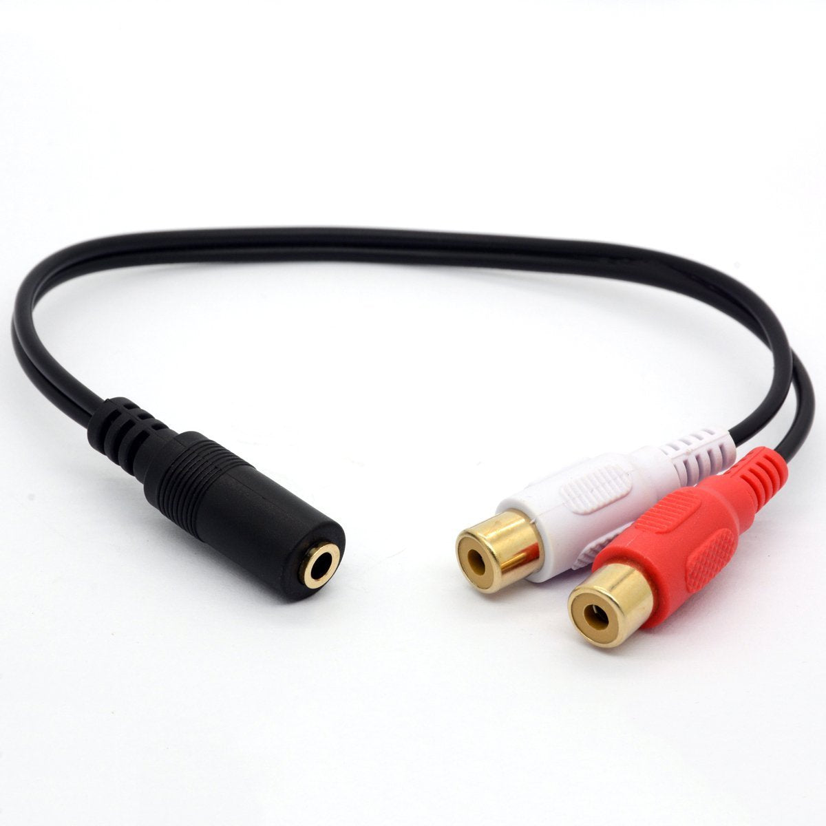 BSHTU 3.5mm Female to Dual RCA Phono Stereo Splitter Cable 3.5 Jack Socket to 2RCA Audio Adapter Extender Cord 8inch/20cm (2RCA Female)