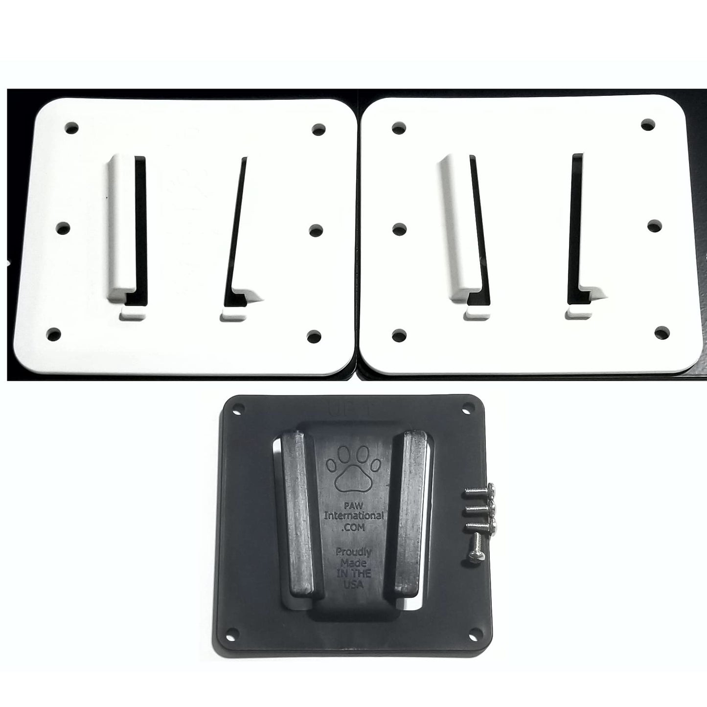 PAW International Polymer (Plastic) RV TV Bracket, White 3 Piece Set: 2-White Wall Mounts and 1-TV Bracket VESA 100x100mm (4"x4")