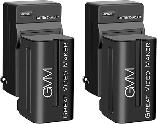 GVM 2 Pack NP-F750 Replacement Batteries and Chargers for NP-F975, NP-F960, NP-F950, NP-F930, NP-F770, NP-F750, NP-F550, DCR, DSR, HDR, FDR, HVR, HVL