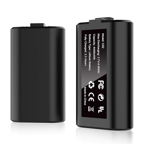 Bcofo Rechargeable Battery Pack for Xbox Series X|S/One, 2 Pack 4440mWh 3.7V Battery Pack for X-Box One/S/X/Elite All Xbox Controllers Supports Use