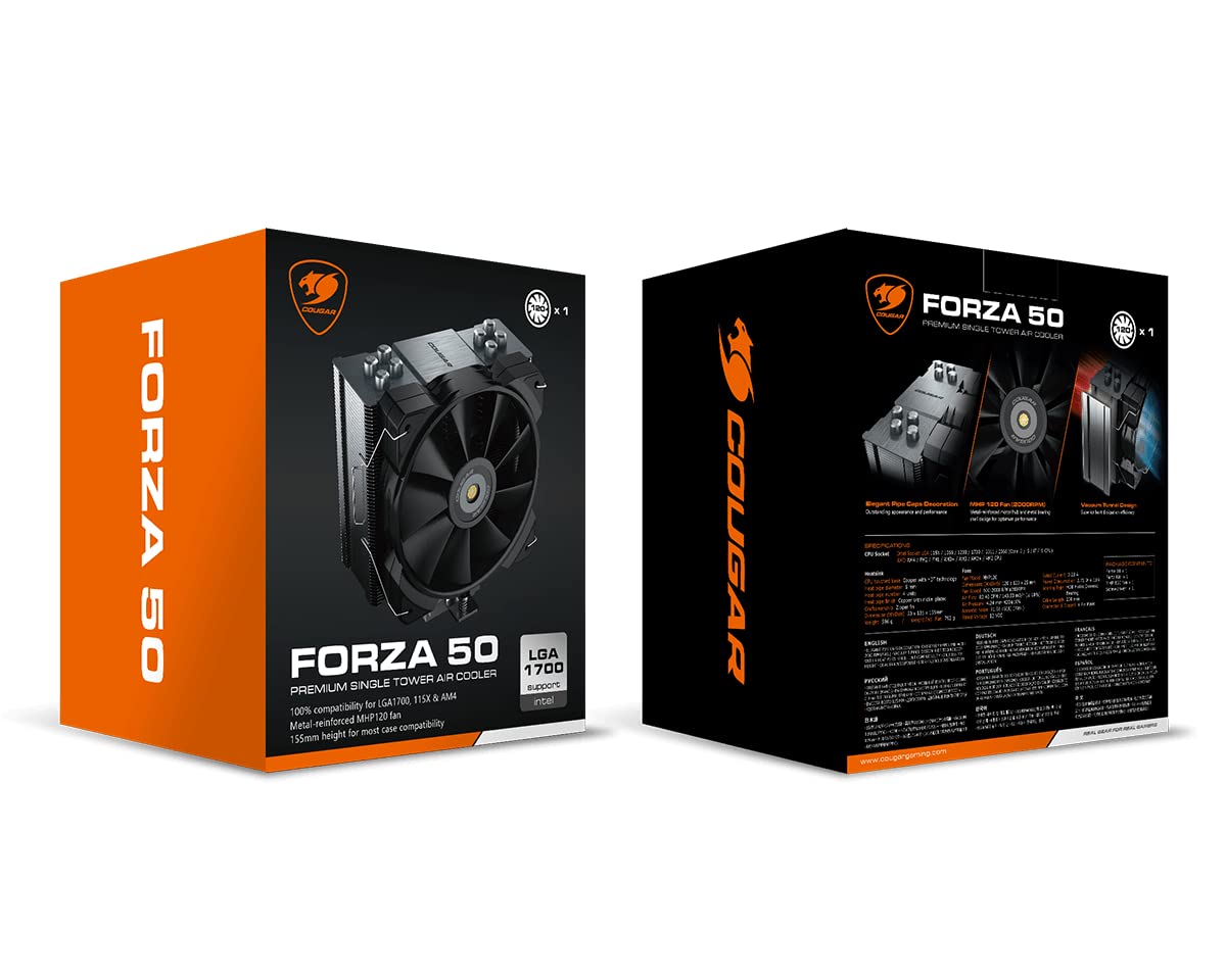 Cougar Forza Premium Air Cooler Series, high-Performance Fans, Ultra-Silent Operation,Extremely Cooling (Forza 50)