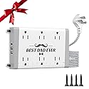 Wall Mount Power Strip with Surge Protector - 6 Outlets 3 USB (USB-C 15W), 6ft Braided Cord, On/Off Switch, Workshop & Garage Essentials - Gifts Dad