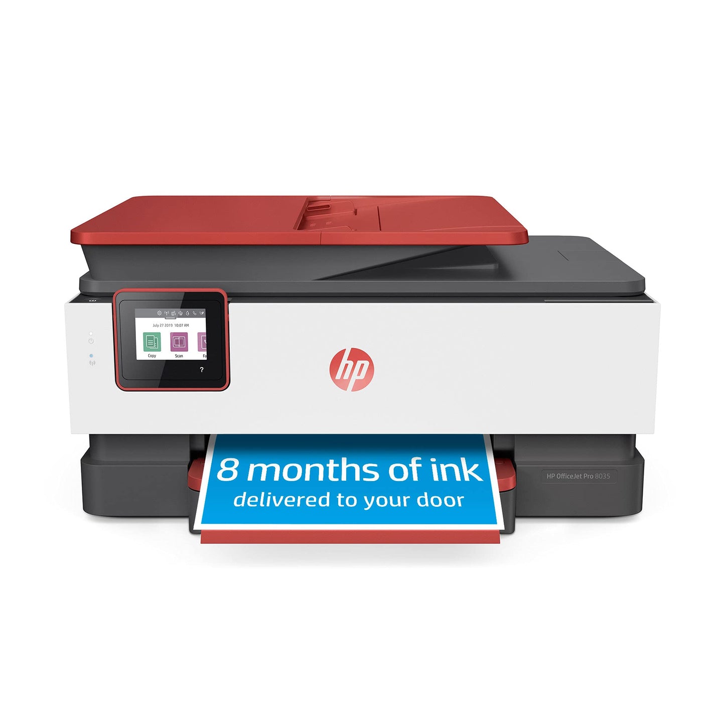 HP OfficeJet Pro 8035e Wireless Color All-in-One Printer (Coral) with up to 12 Months Instant Ink (1L0H8A) (Renewed Premium)