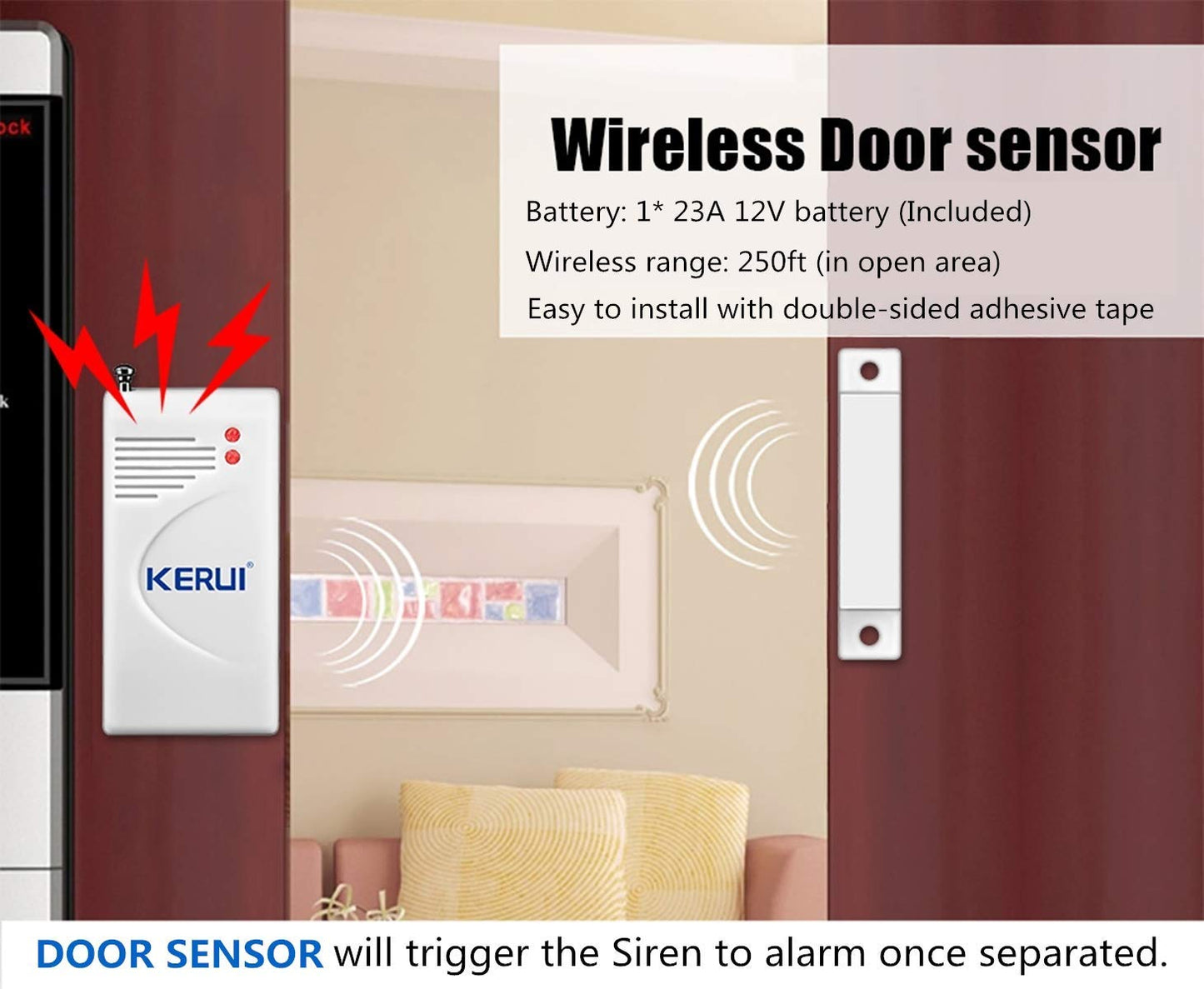 KERUI Home Security System Indoor Outdoor Weather-Proof Siren Window Door Sensors Motion Sensor Alarm with Remote Control More DIY, Wireless House
