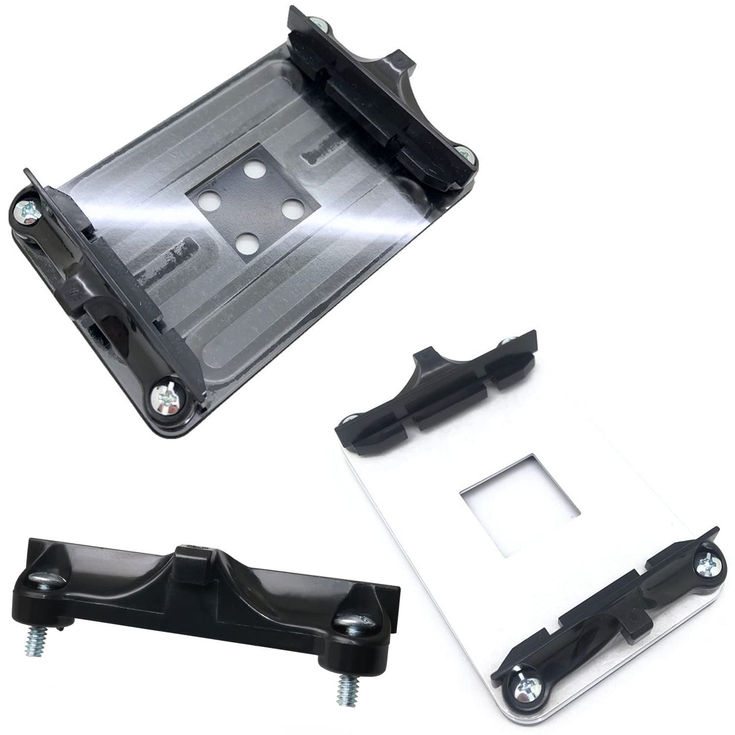 LUORNG 4Pairs CPU Fan Mounting Bracket Plate CPU Fan Support Brackets Retainer Brackets Plate Support Holders for AM4 AMD (16 Screws), Black