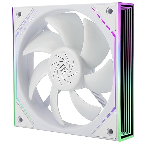 Thermalright TL-M12W CPU Fan 120mm Case Cooler Fan ARGB, 4pin PWM Connector Silent Computer Fan with S-FDB Bearing,Desktop Cooling Fan has Side ARGB