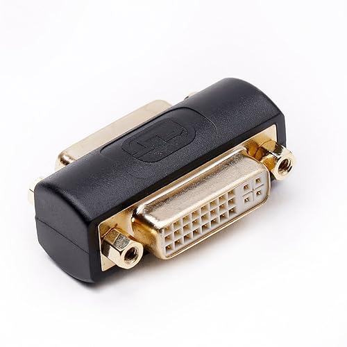 Arnorin DVI Coupler Female to Female Gender Changer Bulkhead Mount Adapter (Black Gold Plated)