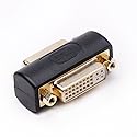 Arnorin DVI Coupler Female to Female Gender Changer Bulkhead Mount Adapter (Black Gold Plated)