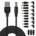 MELIFE USB to DC 5V Power Cord, Universal DC 5.5x2.1mm Plug Jack Charging Cable with 20 Connector Tips, 3.3ft USB C to DC Adapter Compatible with 5V