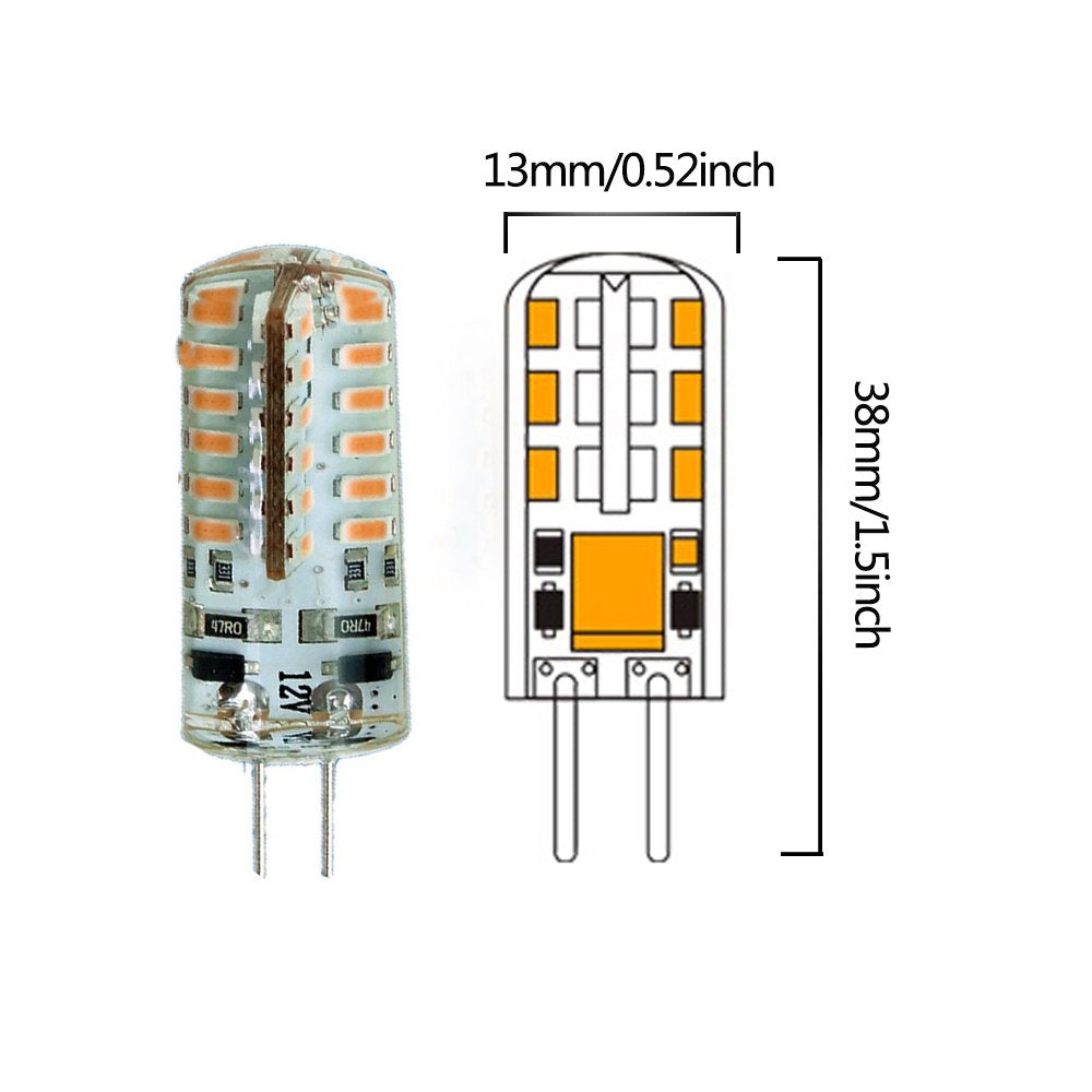 MODOAO 10 Pack G4 2W 3W 24/48 LED Corn Bulb 3014 SMD Corn Light Lamp Cool White Warm White AC 12V DC (3W,Warm White)