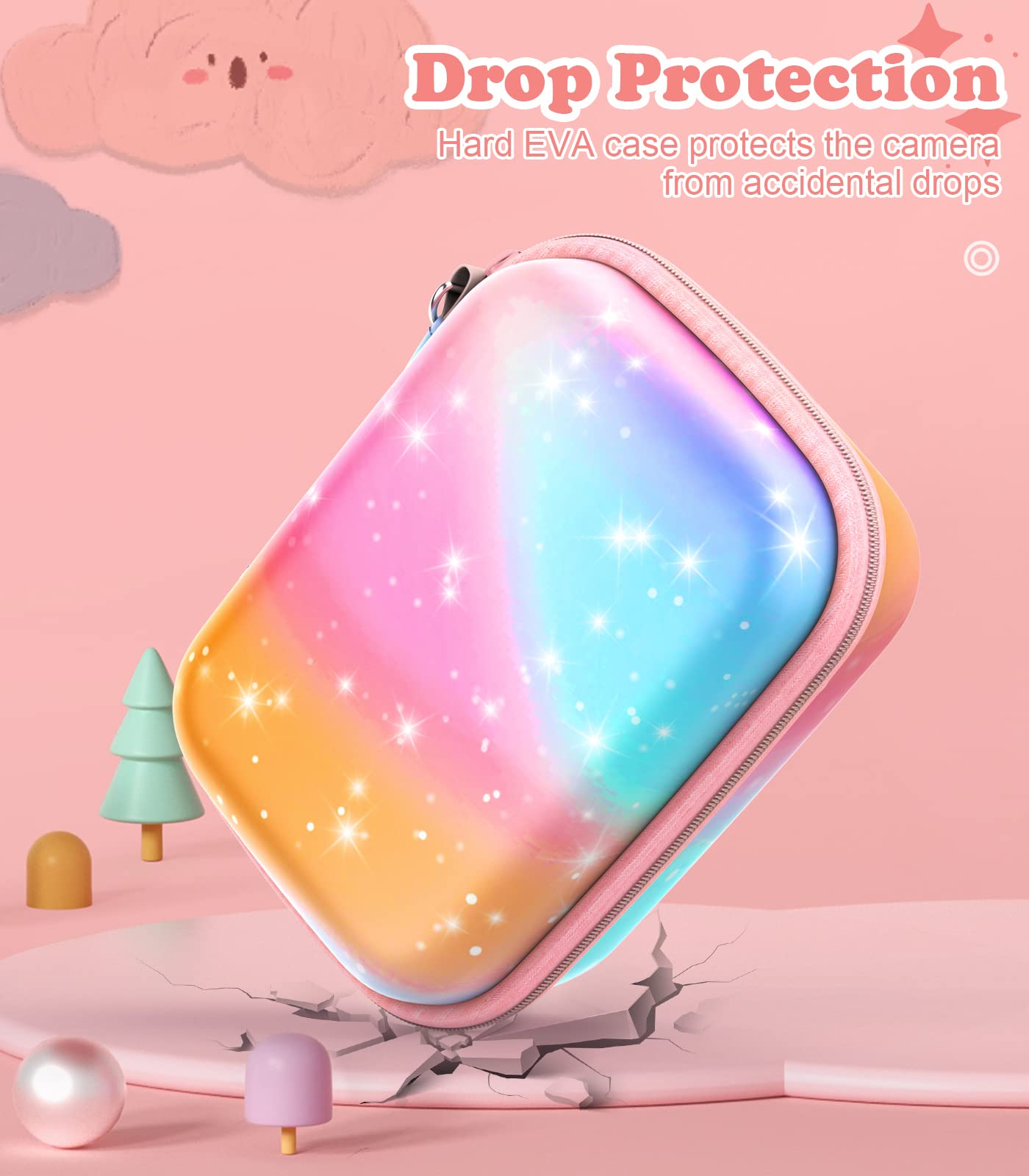 MoKo Kids Camera Case Compatible with Seckton/Goopow/CIMELR/Ourlife/OZMI/GKTZ/Dylanto/PROGRACE/Rindol/Dwfit/hyleton Digital & Video Camera, PU Hard