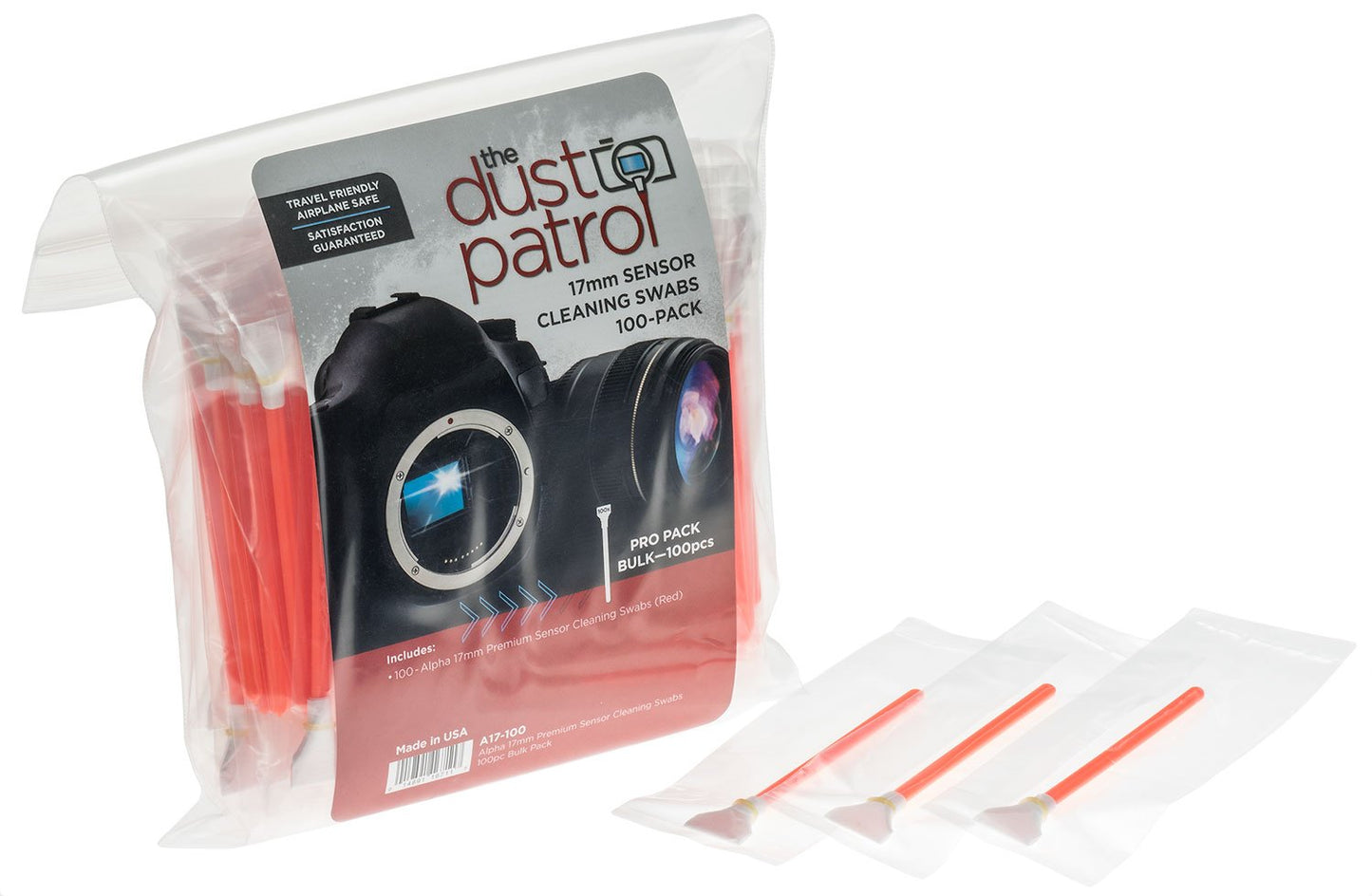 Alpha 17mm Sensor Cleaning Swabs (100 Bulk pk) (Red)
