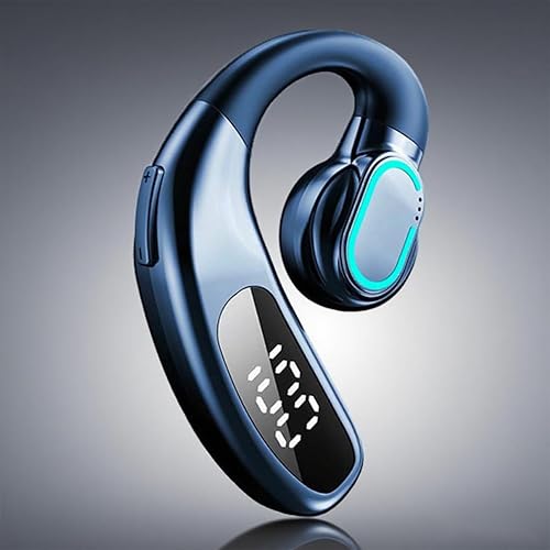 DHBY Single Ear Bluetooth Headset, Bluetooth 5.5, DIT Audio, Noise Cancellation, LED Power Display, 360° Sound, Lightweight, F80 Blue.