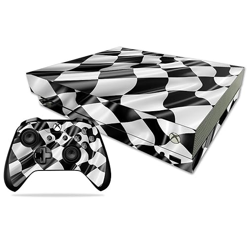 MightySkins Skin Compatible with Microsoft Xbox One X - Race Flag | Protective, Durable, and Unique Vinyl Decal wrap Cover | Easy to Apply, Remove