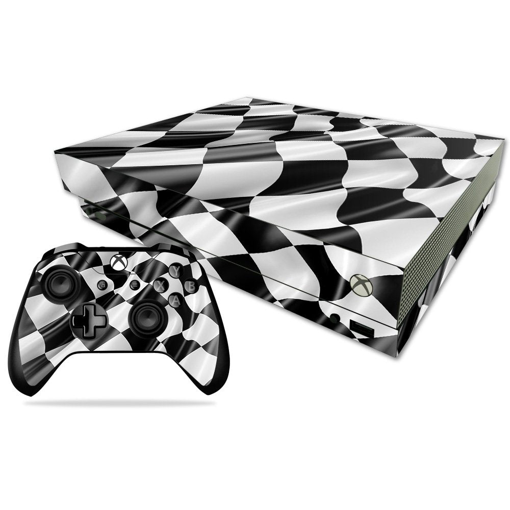MightySkins Skin Compatible with Microsoft Xbox One X - Race Flag | Protective, Durable, and Unique Vinyl Decal wrap Cover | Easy to Apply, Remove
