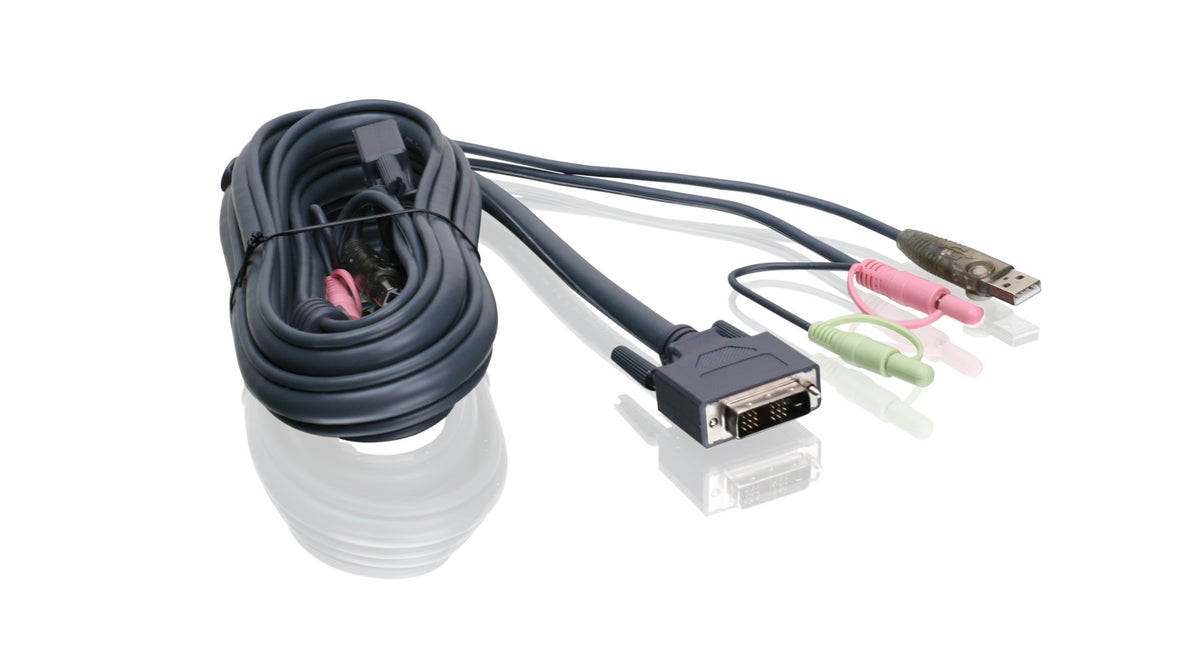 IOGEAR Single Link DVI-D USB KVM Cable, 6 Feet, G2L7D02U