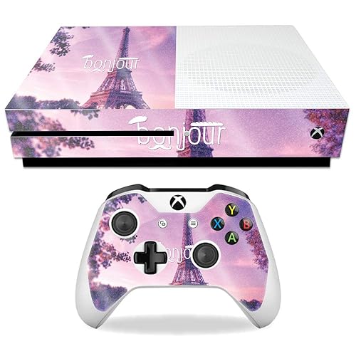 MightySkins Glossy Glitter Skin for Microsoft Xbox One S - Bonjour | Protective, Durable High-Gloss Glitter Finish | Easy to Apply, Remove, and Change