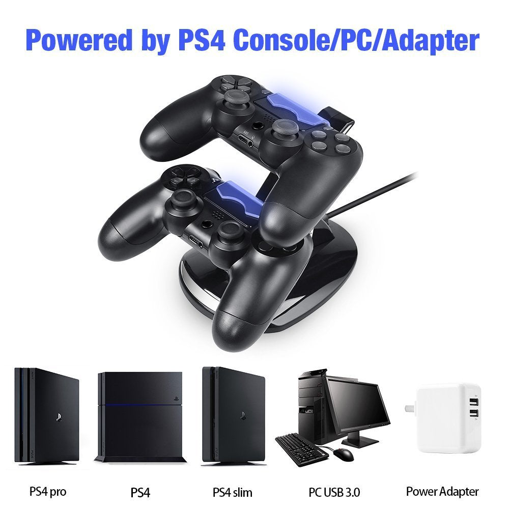 Controller Charger Dock Station for PS4, Controller Charger for PlayStation 4 - Fast Charging Station for 2 Controllers, Replacement Charging Dock