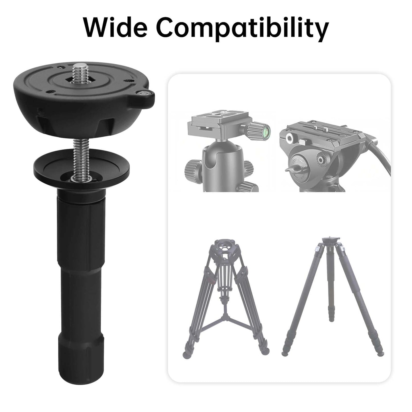DMIDITIR 75mm Bowl Adapter with Half Ball Mount, 3/8-inch Screws, Tripod Fluid Head Converter (Long)