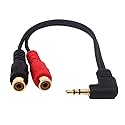 Qaoquda 3.5mm to 2RCA Adapter Cable, 8 Inch Gold Plated 90 Degree Right-Angled 1/8" TRS Stereo Male to Dual RCA Female Y Splitter Adapter
