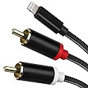 WORLDBOYU Lightning to RCA Cable Audio Aux Adapter, Stereo Y Splitter Adapter for Select iPhone iPad Models for Power Amplifier, Car, Home Theater