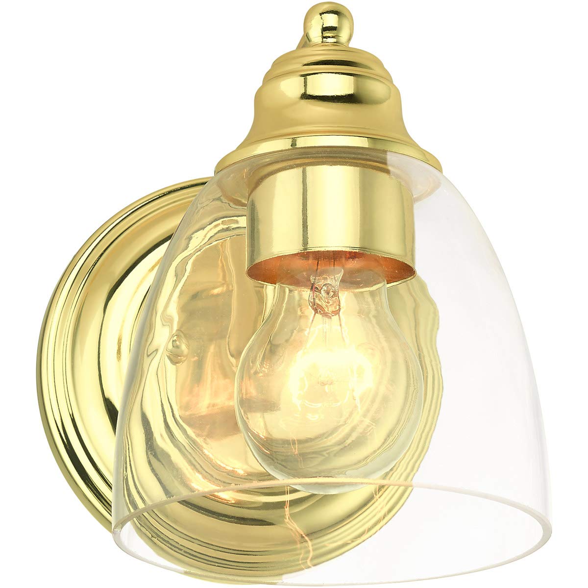 Livex Lighting 15131-02 Montgomery Collection 1-Light Bathroom Vanity Light with Clear Glass, Polished Brass, 5.38 x 7