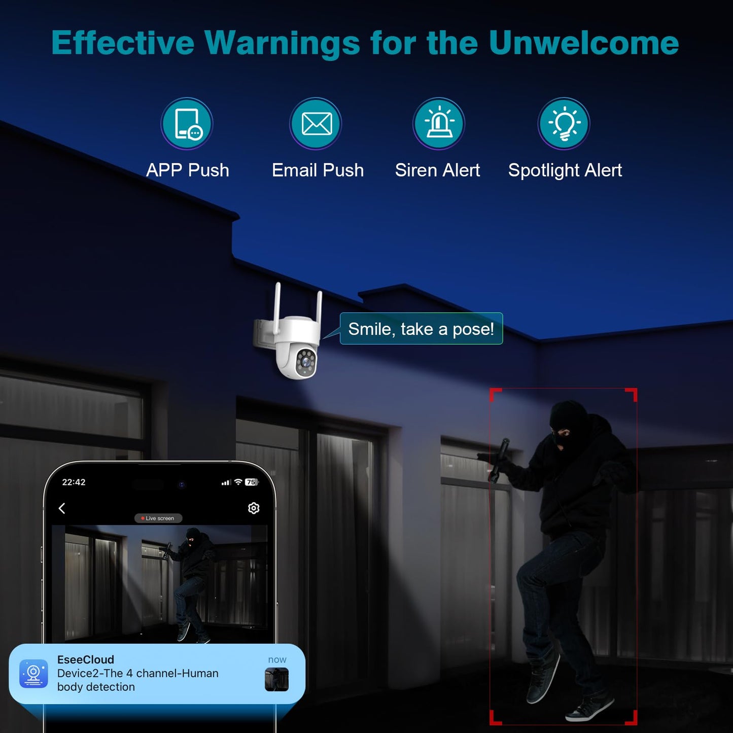Cromorc Expandable 10CH Wireless Security Camera System with 10.1" Monitor, AI Human Detection, Floodlight,Siren Alarm, 2-Way Audio,4PCS 5MP PTZ