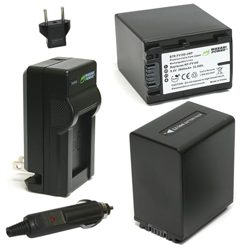 Wasabi Power Battery (2-Pack) and Charger for Sony NP-FV100 and Sony DCR-SR15, SR21, SR68, SR88, SX15, SX21, SX44, SX45, SX63, SX65, SX83, SX85
