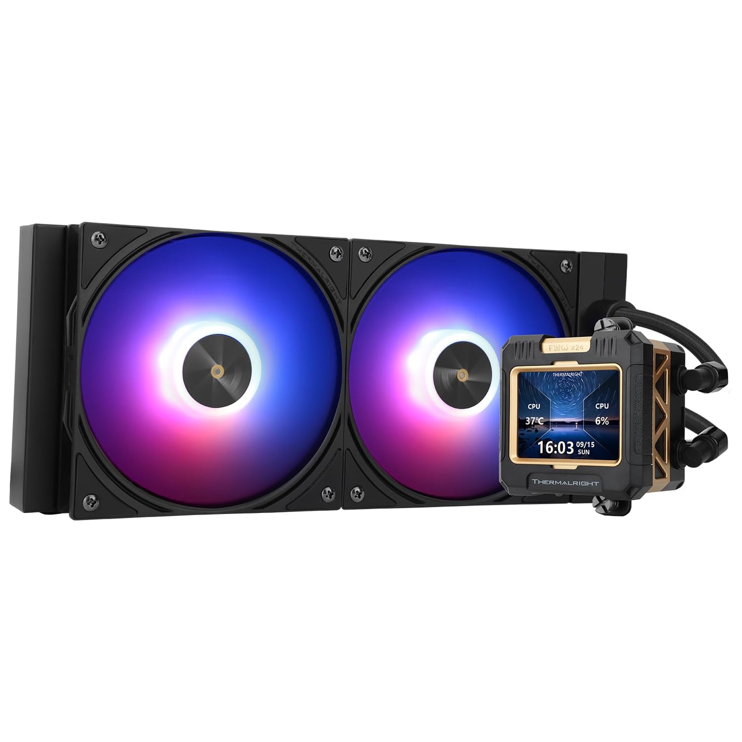 Thermalrlght FW 240 Black ARGB CPU AIO Cooler,PC 240 Specification Water Cooling System,IPS LCD Screen with 320 * 240 Resolution,for AM5