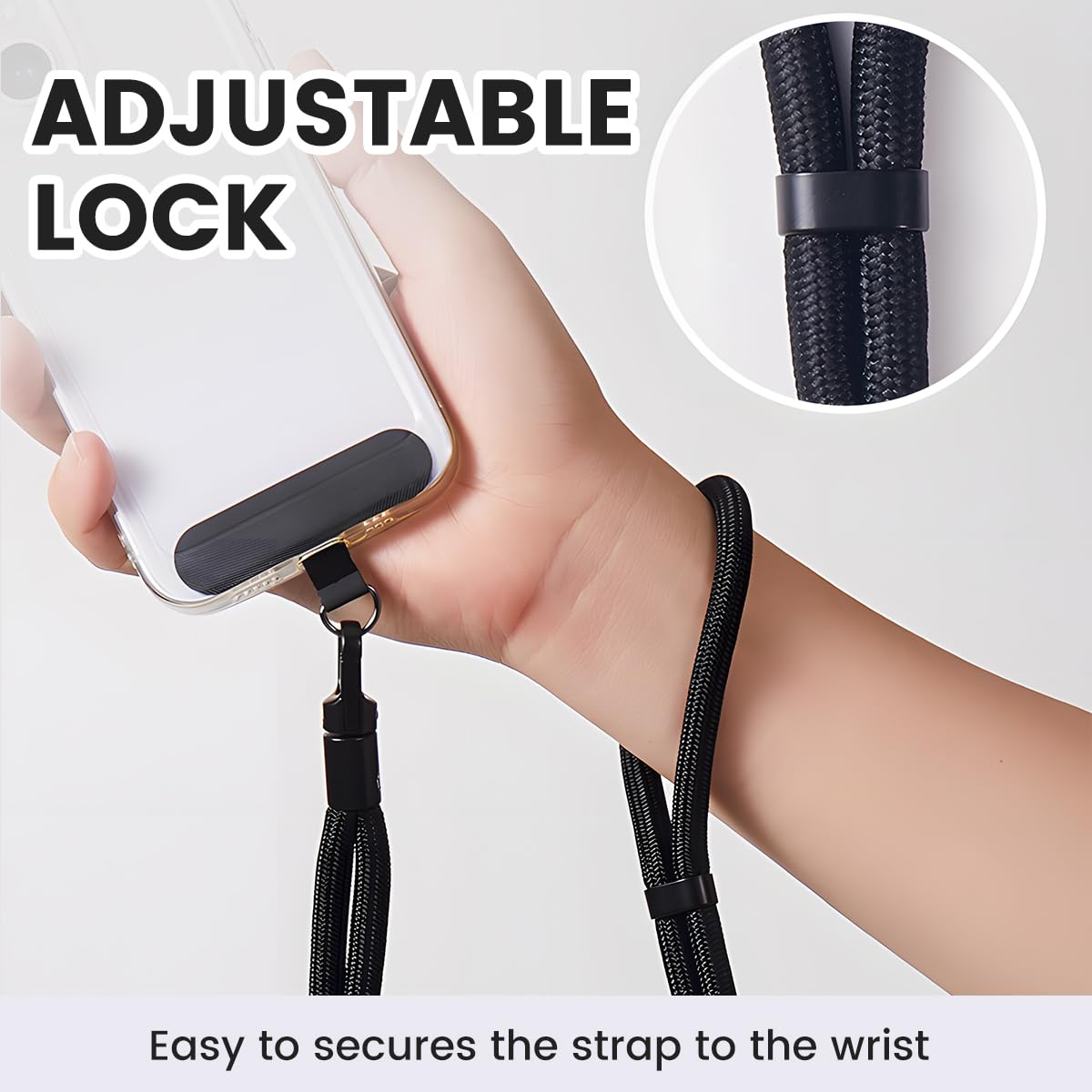 nets Tribe 2-Pack Wrist Strap & Lanyard Set - Sporty/Chain Style Phone Wristlet with Upgraded Anti-Slip Pads|Adjustable Cell (Black)