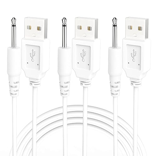 Bicmice USB DC Charging Cable 2.5mm DC Charger Cord 2.7Ft Replacement for Massager-3 Pack(White)