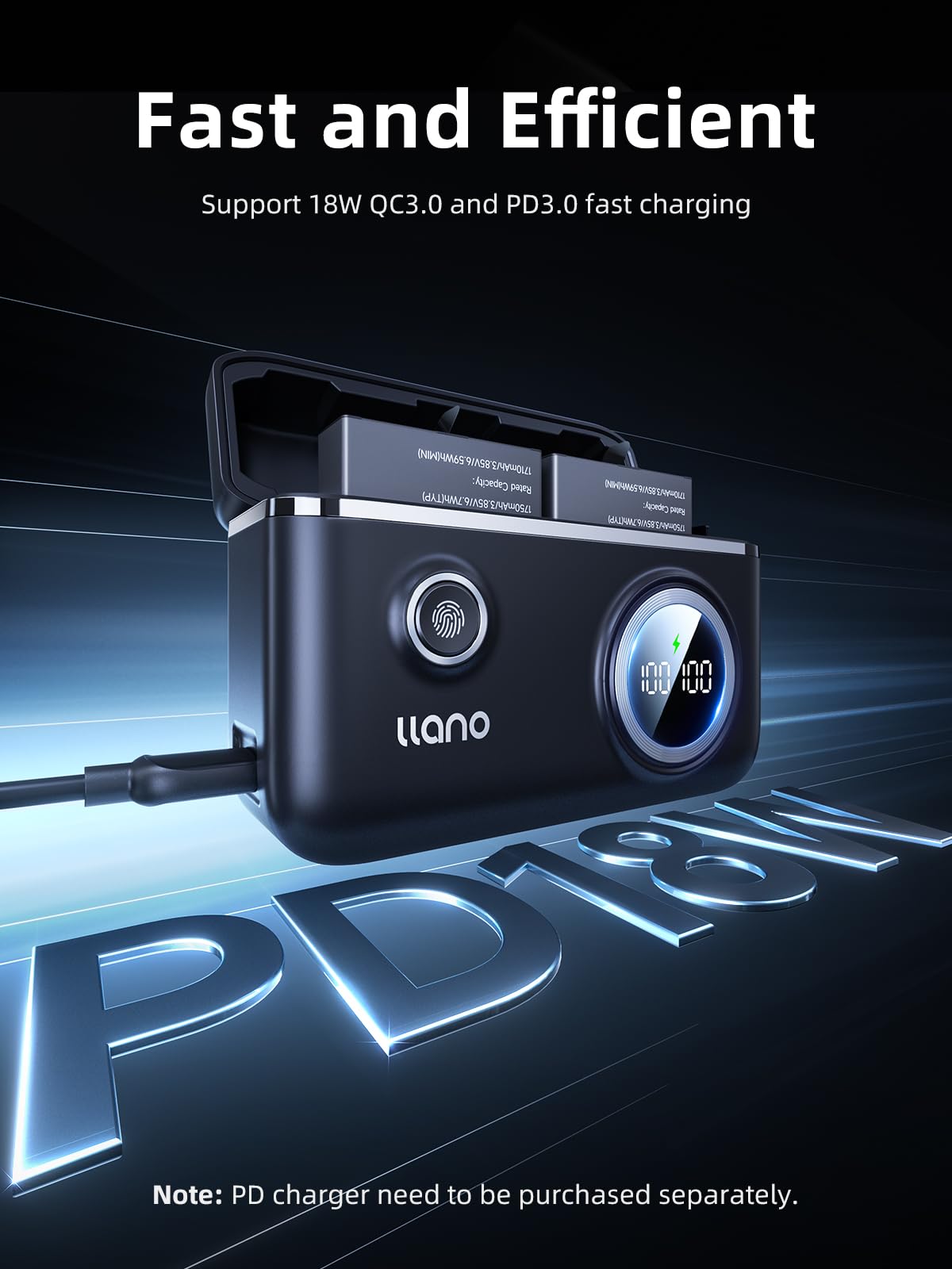 llano 2 Packs 1750mAh Ace Pro 2 Battery and 18W Fast Dual Charger, Compatible with Insta360 Ace Pro 2/AcePro/Ace Action Camera