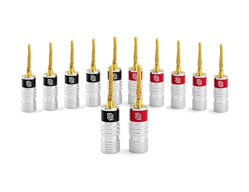 Sewell Silverback Flex Pin Connectors for Speaker Wire, for Spring-Loaded inputs, 6 Pairs - 2025 Update