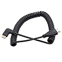 Foto&Tech 90 Degree Right-Angled High Speed Mini HDMI to HDMI Male Coiled Cable Coiled 21" (0.54 Meter to Extended 71" (1.8Meter) with Ethernet