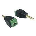 CERRXIAN 3.5mm TS Mono Male to 2 Pin Screw Terminal Female AUX Headphone Replacement Solderless Balum Converter Adapter (2-Pack)