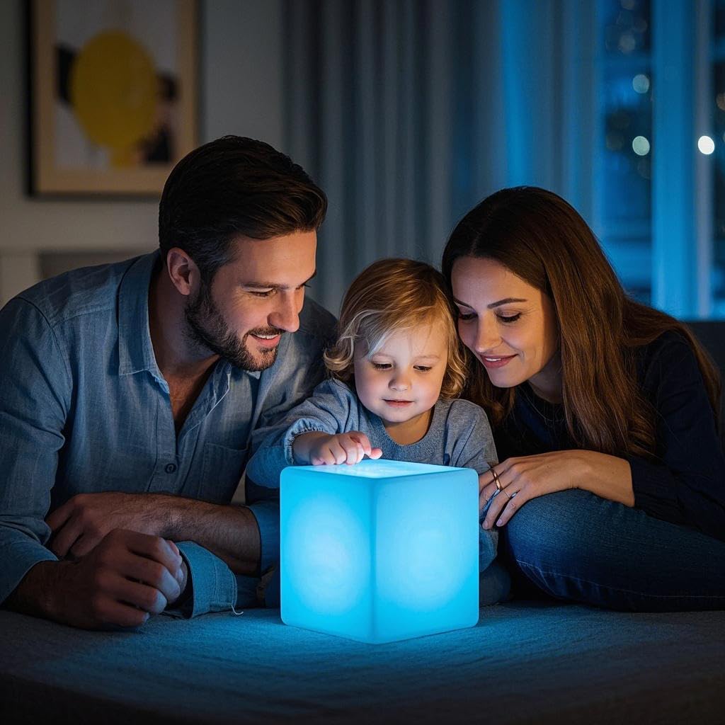 Mr.Go Rechargeable LED Color-Changing Light Cube 8", Dimmable Soothing Mood Lamp with Remote, 16 RGB Colors 4 Modes, Waterproof Cube Lights for Home