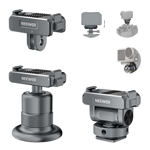 NEEWER Action Camera Accessories Kit Compatible with DJI Osmo Action 5 Pro/4/3, Cold Shoe Mount, Quick Release Magnetic Mount & Ball Head Adapter