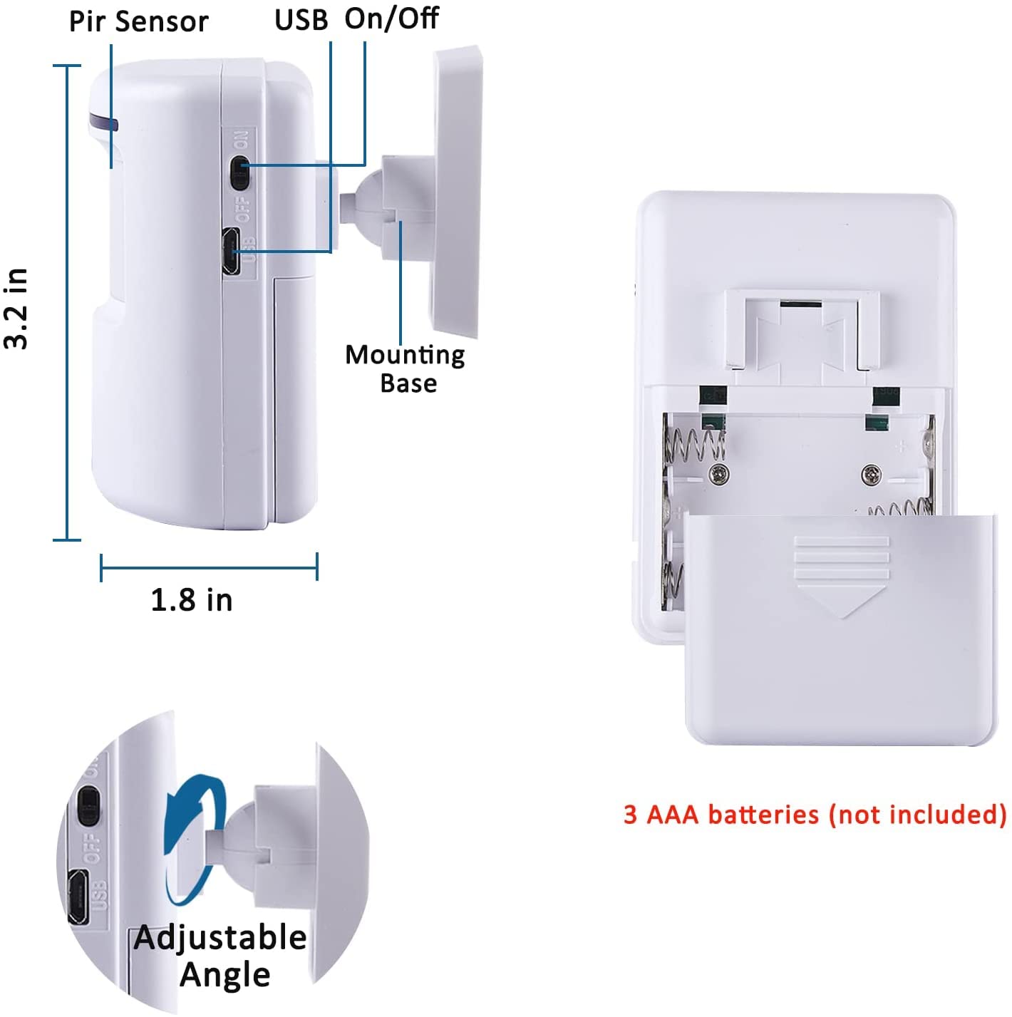 BESTOONE Motion Sensor Alarm, Long Range Wireless Driveway Alarm, Indoor Home Security System Electric Doorbells, 4 Motion Detector and 2 Alarm, 38