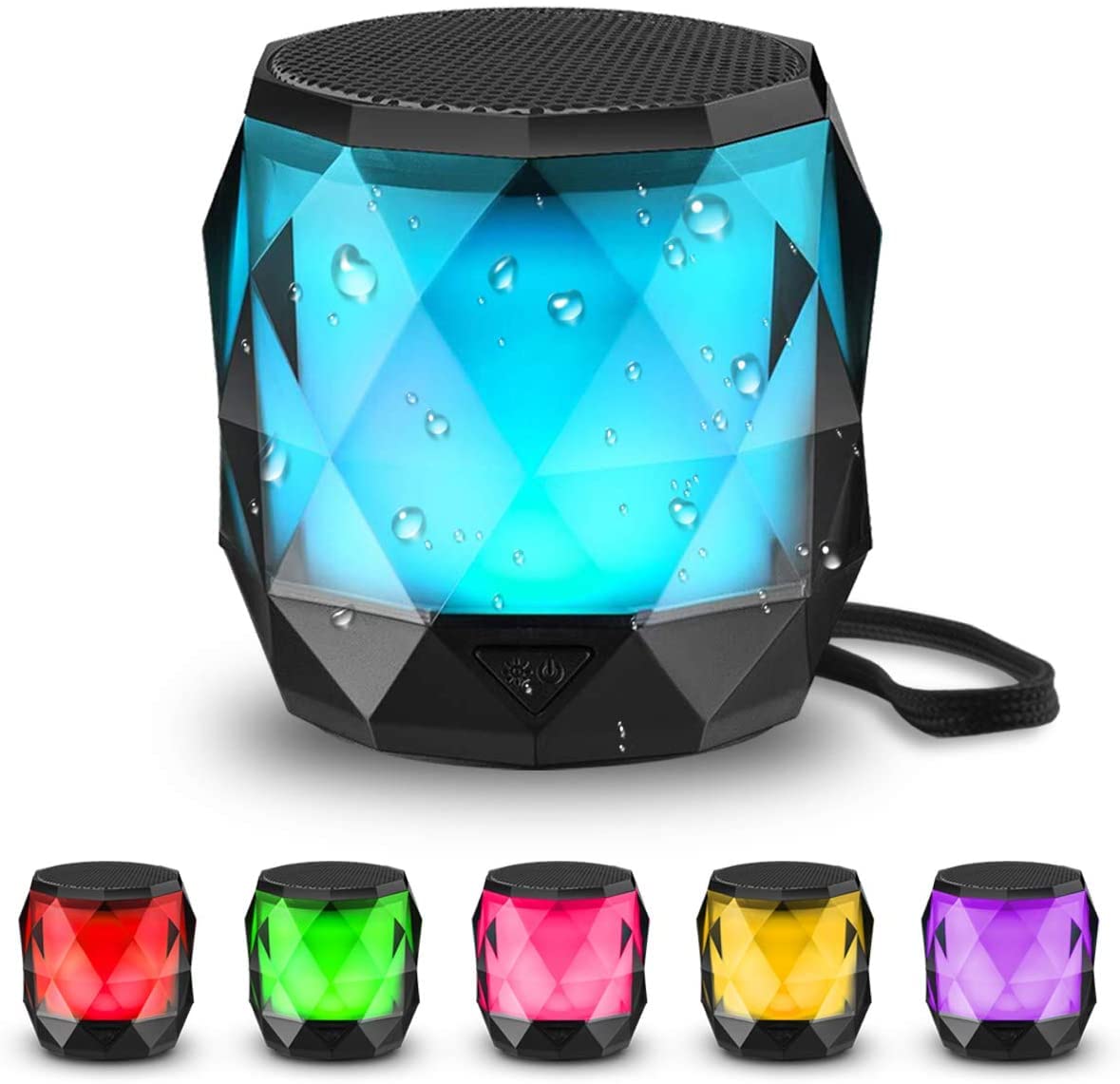 LFS Portable Bluetooth Speaker with Lights, Night Light Wireless Waterproof Speaker Magnetic, 7 Color LED Auto-Changing, Built-in microphone, TWS