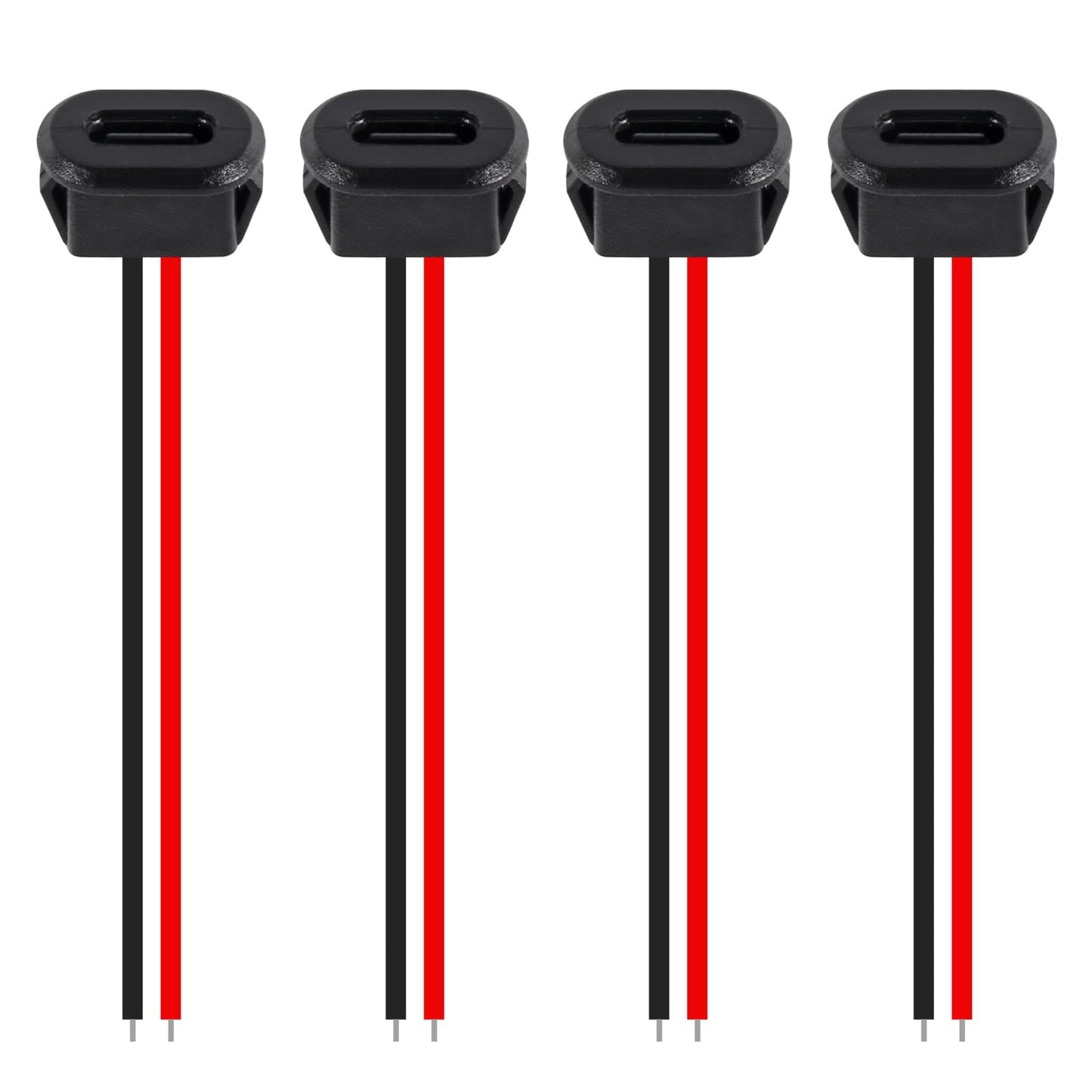 DWEII 10PCS Type-C Female Chassis Waterproof 2P Solder Wire Type USB C Pigtail Cable Extension Power Cable USB-C Plug to 2 Pin Bare Wire Open End