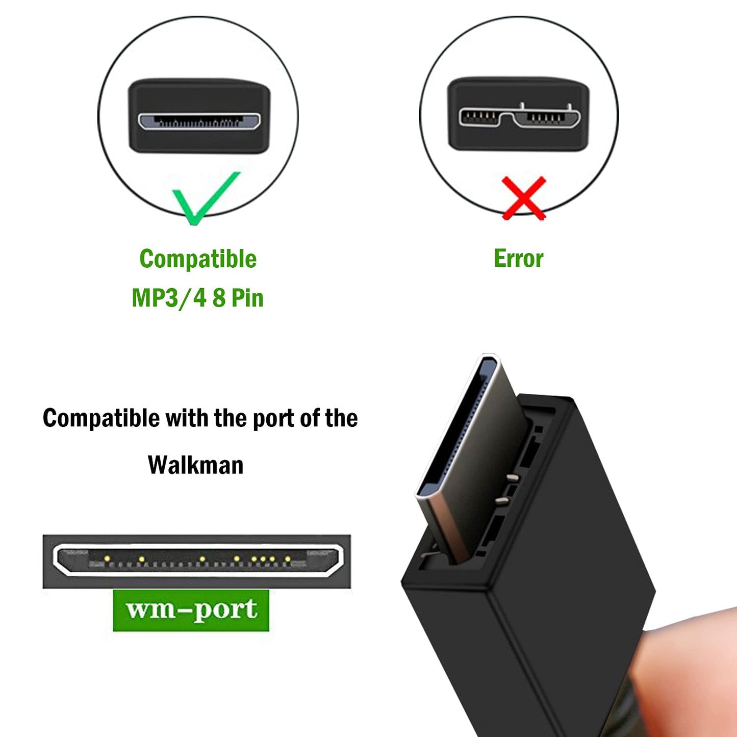 LILIBIN MP3 Player Charger Cable Compatible with Sony Walkman NWZ MP3, Charging Cord for A Series, S Series, E Series, X Series, Z Series, Sony