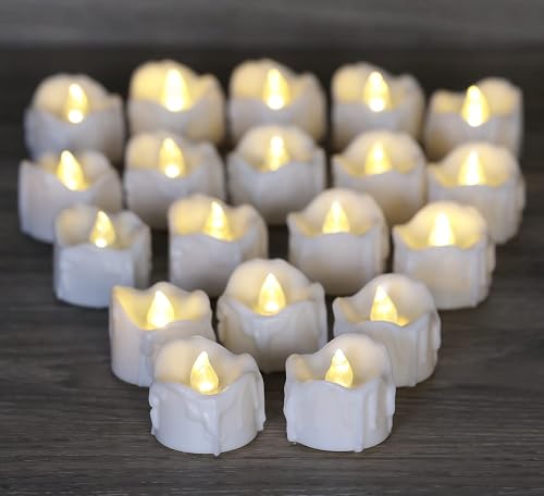 OWLBAY Set of 24 Battery Operated Timer LED Tealight Candles, Flickering Flameless Votive Candles for Halloween/Christmas and Party Decor, 6 Hours On