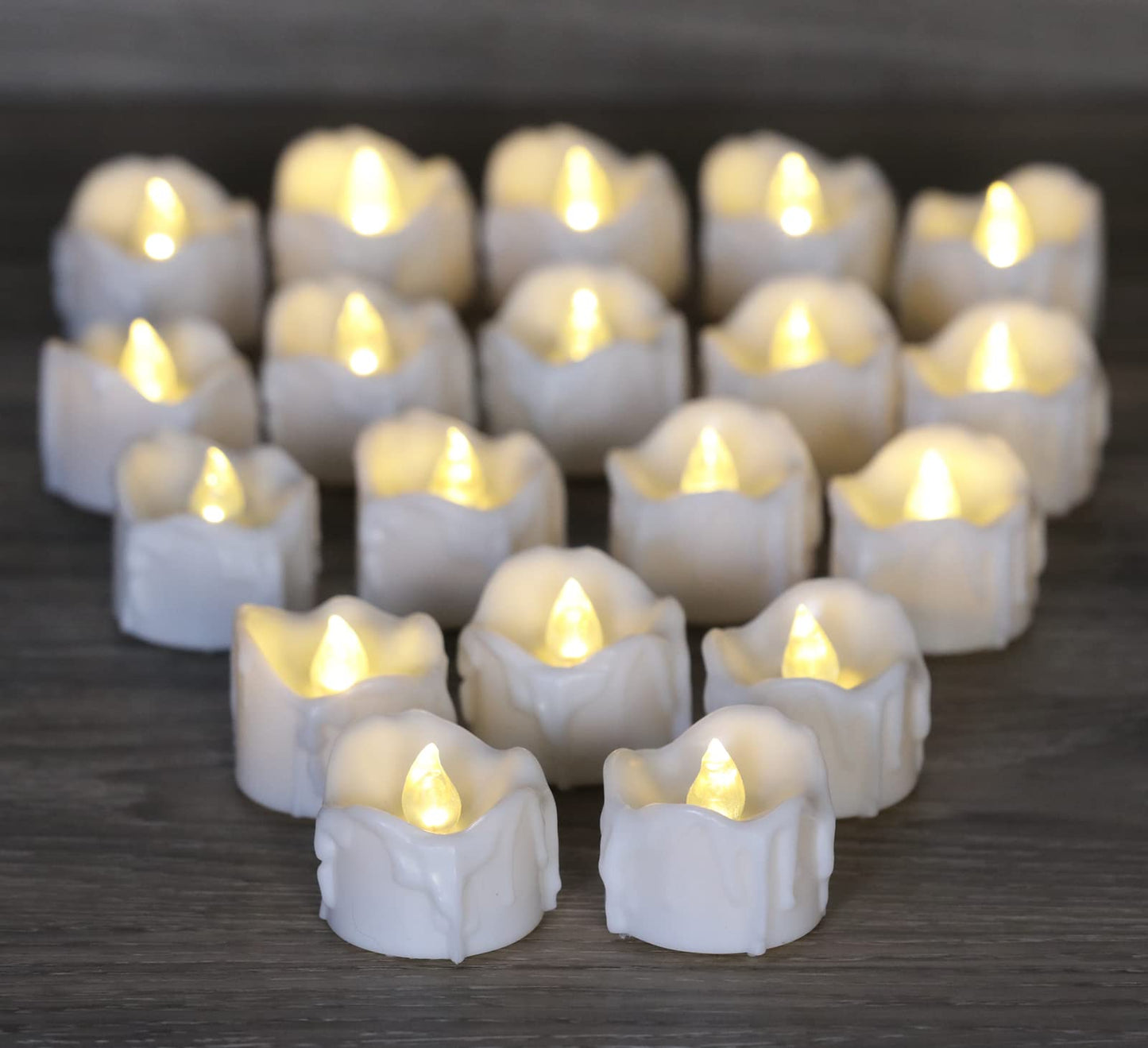OWLBAY Set of 24 Battery Operated Timer LED Tealight Candles, Flickering Flameless Votive Candles for Halloween/Christmas and Party Decor, 6 Hours On