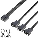 J&D 4 Pin PWM Splitter Cable, PWM Fan Controllers Splitter Compatible with 3-Pin/4-Pin PC Case Fans Motherboards, 2 Pack, 12.8 inch