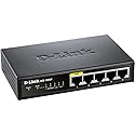 D-Link Ethernet PoE Switch, 5 Port Unmanaged with 4 PoE Ports Fanless Desktop or Wall Mount Plug and Play (DES-1005P), Black
