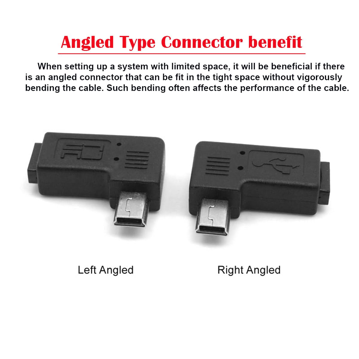 chenyang 2 Pack Mini USB 5Pin Male to Micro USB Female 90 Degree Left & Right Angled Data Sync Power Adapter
