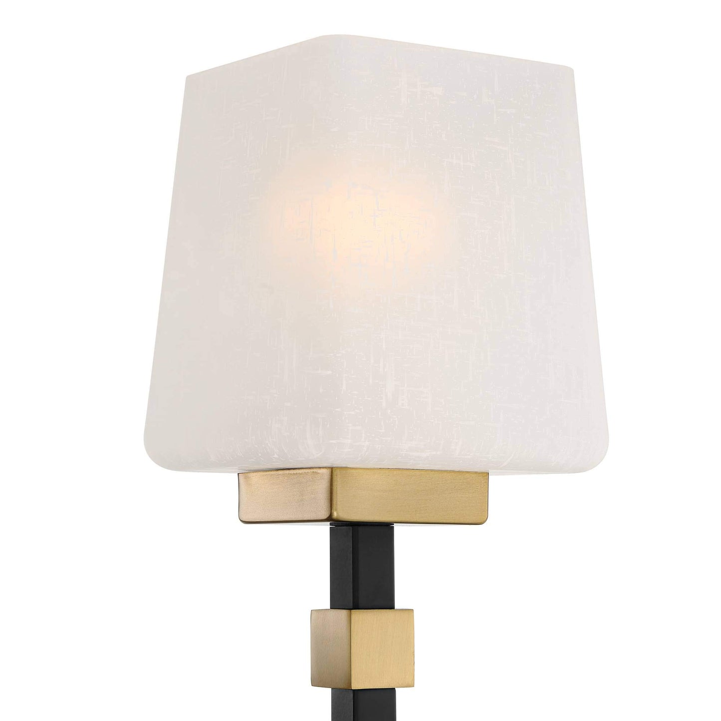 Possini Euro Design Beauregard Modern Industrial Wall Light Black Gold Metal Hardwired 21 3/4" Wide 3-Light Fixture Mounted Square Linen Glass Shade