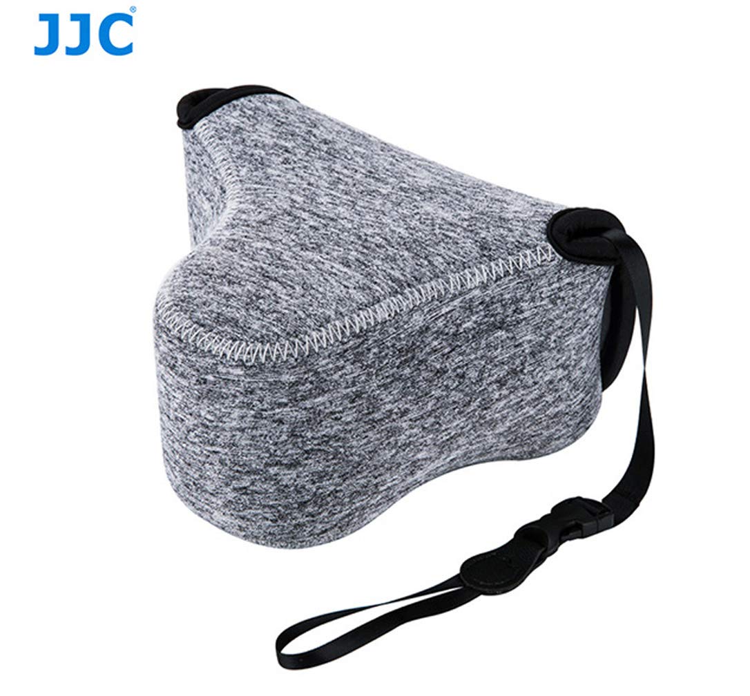 JJC Grey Ultra Light Neoprene Camera Case for Sony a6600 a6500 a6400 a6300 a6100 a6000 a5100 +18-55mm/E 50mm F1.8 Lens, Pouch Bag for Fuji X-T30 X-T20